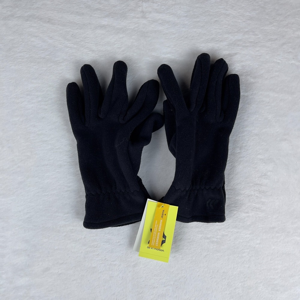 All in Motion Fleece Pull On Winter Warm Gloves Mens S/M Black‎ Polyester G85Y5K